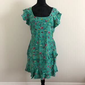 Lottie & Holly B.O.G Collective Green Floral Ruffle Dress Women's Size Large NWT